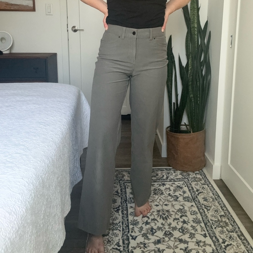 High-Rise Wide-Leg Pants - Gray green